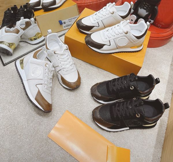 

designer sneakers leather casual run away shoes women men shoe genuine leathers fashion mixed color box 35-45 01, Black