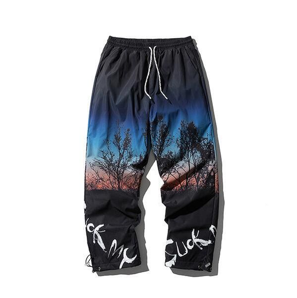 

streetwear print pant man hip hop color fleece men trousers loose joggers pants men oversized, Black