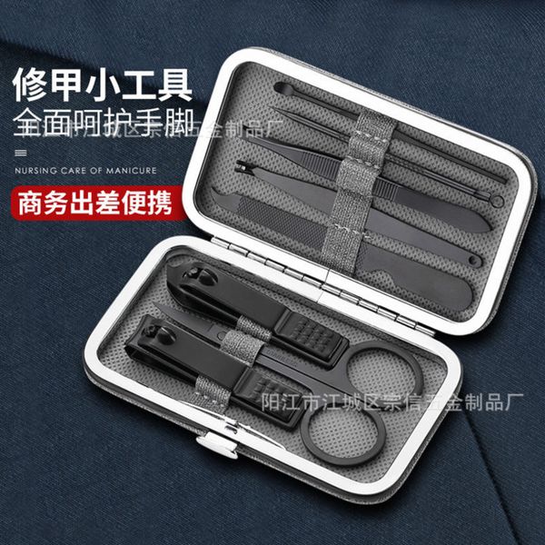 

8 black piece personal care nail clippers set beauty manicure tools gift