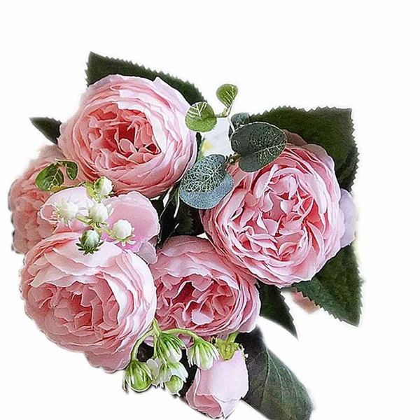 

decorative flowers & wreaths 5 heads artificial rose bouquet silk for diy crafts wedding party festival home decoration pography props
