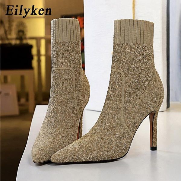

sock boots stretch high heels for women fashion shoes 2021 spring autumn ankle booties female, Black