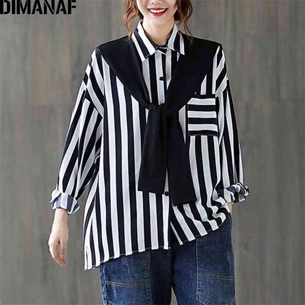 

plus size women blouse shirts office lady tunic casual loose striped long sleeve clothing button cardigan autumn 210531, White