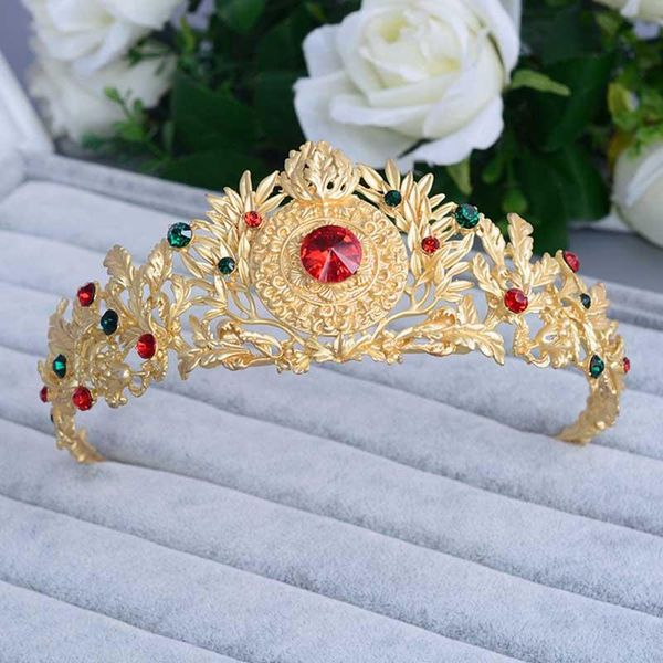

hair clips & barrettes vintage gold red crystal bridal tiaras rhinestone pageant diadem wedding crowns accessories jewelry for noiva bride v, Golden;silver