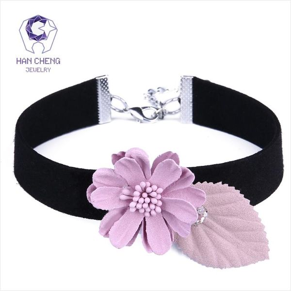 

chokers hancheng fashion knitting rhinestone leaves flower choker necklace women necklaces velvet ribbon collar jewelry bijoux, Golden;silver