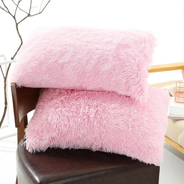

pillow case justchic 2pcs 50x70cm mink velvet cover winter warm long plush pillowcase pink grey white girl bedding