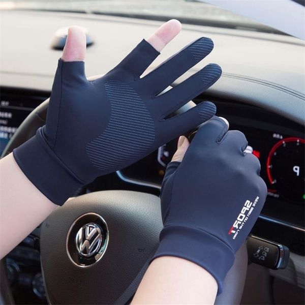 

ice gloves female summer half finger outdoor cycling sports fishing sweat absorbing breathable ice thin, Black