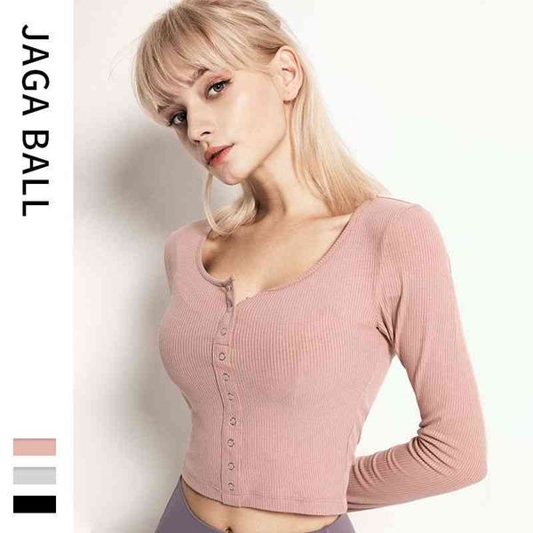 

trainning exercise t-shirts women autumn jacket quick-dry slim fitting yoga coat fitness casual long-sleeved midriff-baring