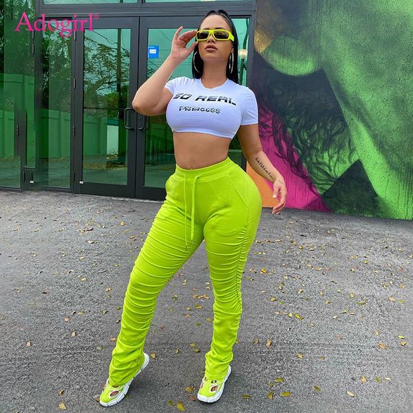 

adogirl women casual solid stacked split long pants fashion drawstring legging trousers 2021 workout ruched pencil women's & capris, Black;white