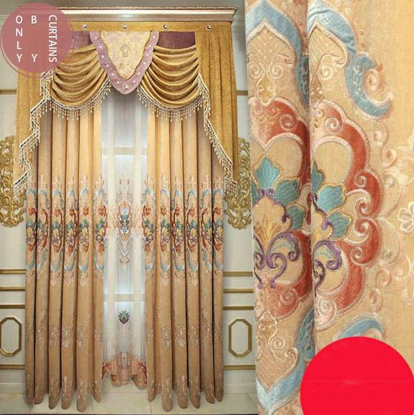 

curtain & drapes european-style embroidery high-end thick curtains for living room bedroom shade floor-to-ceiling windows luxury villa