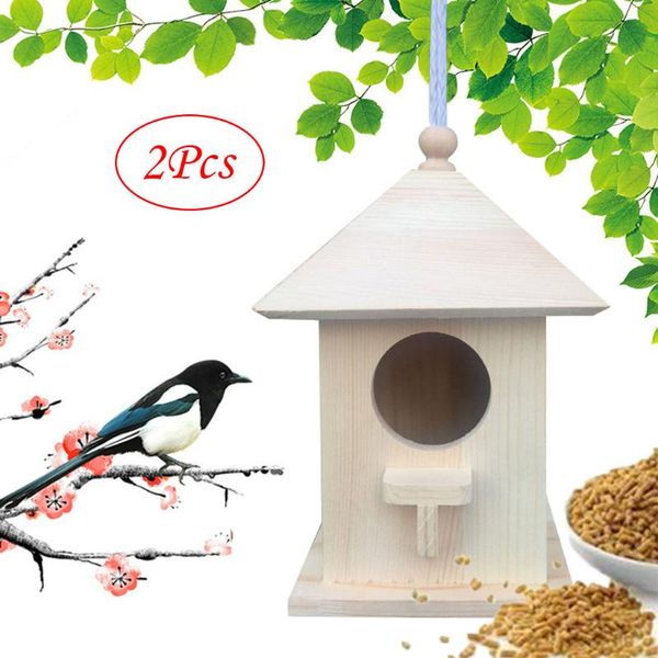 

garden yard durable wooden plastic hanging transparent bird feeder house case pet supplies hexagon shape cages
