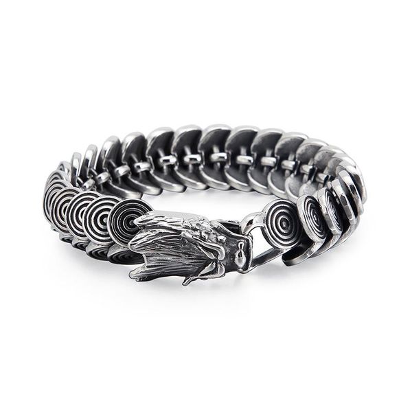 

charm bracelets haolynjoy punk dragon bracelet men 22cm 22.5cm stainless steel box chain bangle homme rock jewellry accessories, Golden;silver