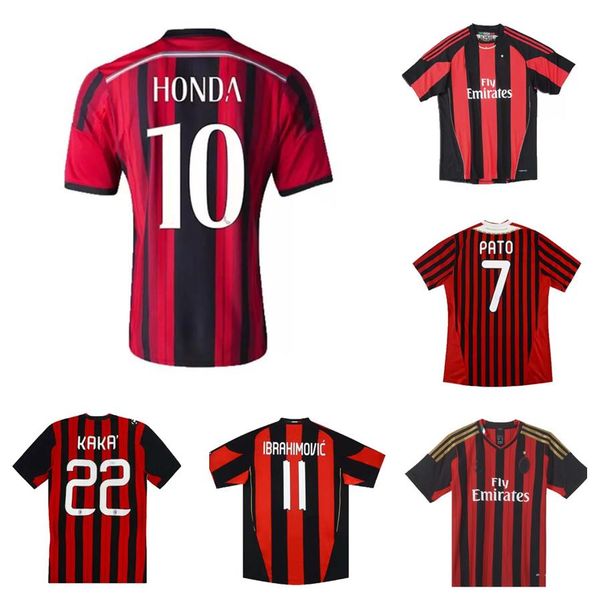 

retro soccer jersey 2010 2011 2013 2014 vintage football shirt 11 12 13 14 15 classic ac maglia da calcio long sleeve maldini inzaghi milan, Black;yellow