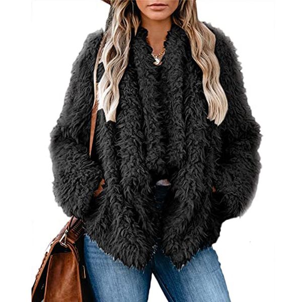 

jacket women's thicken color teddy winter coat sleeve, Black;brown