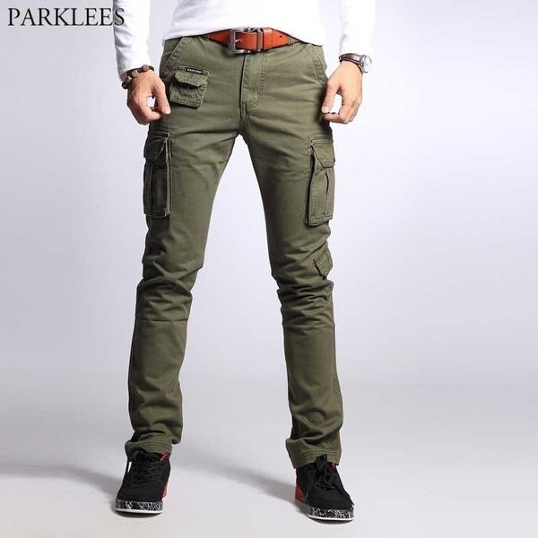 Exército Masculino Tactical Slim Fit Calças de Carga Algodão Casual Multi Bolso Ao Ar Livre Calças Ao Ar Livre Homens Militares Caminhadas Trekking Pantalons 210522