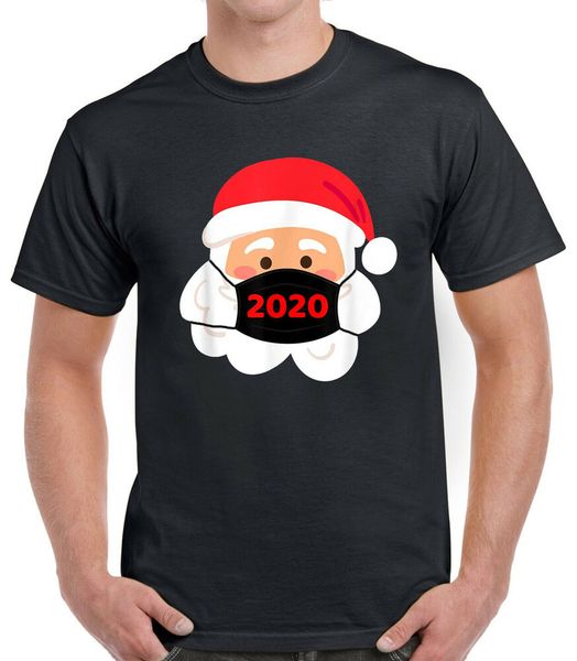 

santa wearing mask quarantine christmas 2020 t-shirt, White;black