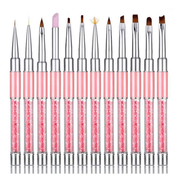 

/1crystal carve nylon fiber acrylic pen painting drawing nail art brush manicure tool paint set1, Yellow