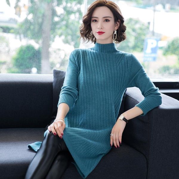 

casual dresses women autumn winter mini dress turtleneck slim female 2021 knitted long sweaters, Black;gray