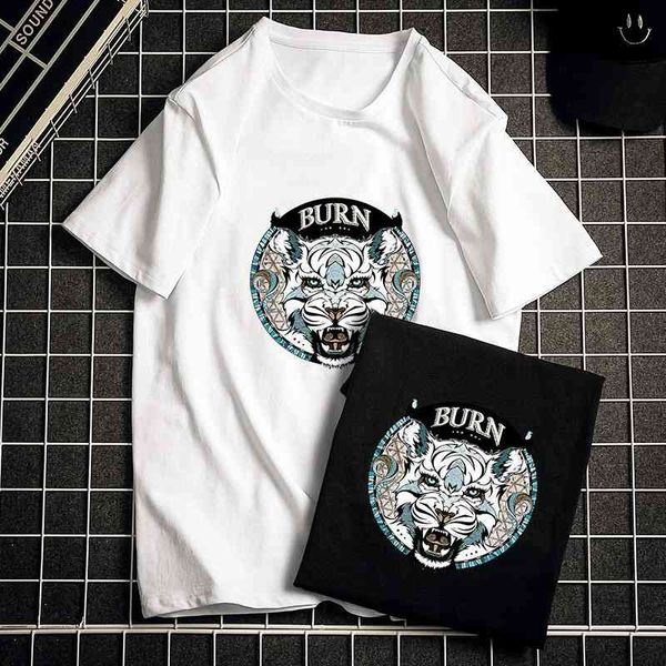

2021 new summer china fashion brand short t-shirt men's loose round neck pure cotton half sleeve beach t-shirt, White;black