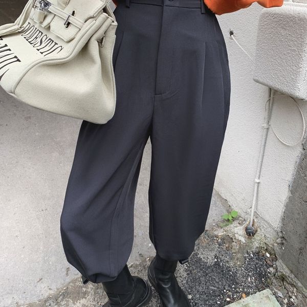 

capris year's Streetwear outdoors casual black high-waisted Korean pants capri ladies a191, Black;white