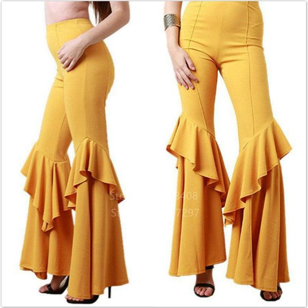 

ethnic clothing 2021 african traditional women dress party solid color high waist fashion ruffle maxi wide leg flared slim pants, Red
