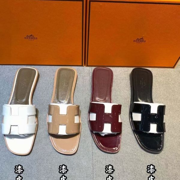 

slipper 2021 new h family h slippers women's net infrared wear leather sandals women's crocodile flat bottom flip flopszly, Black