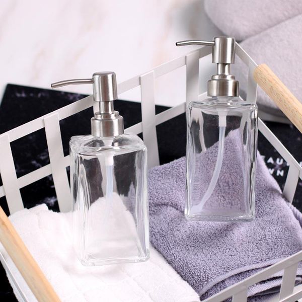 

liquid soap dispenser glass shampoo stainless steel pump essential oils lotions bottle nw