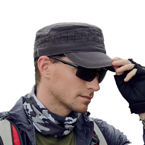 

wide brim hats hat men's baseball cap outdoor sunshade leisure spring and autumn flat military, Blue;gray