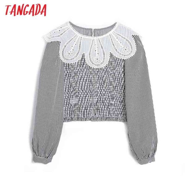 

women retro embroidery collar romantic blouse long sleeve chic female shirt 6h9 210416, White
