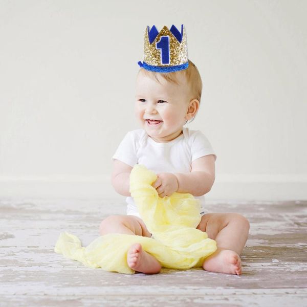 

party hats 1st birthday crown kids blue 1 number printing headdress tiara supplies