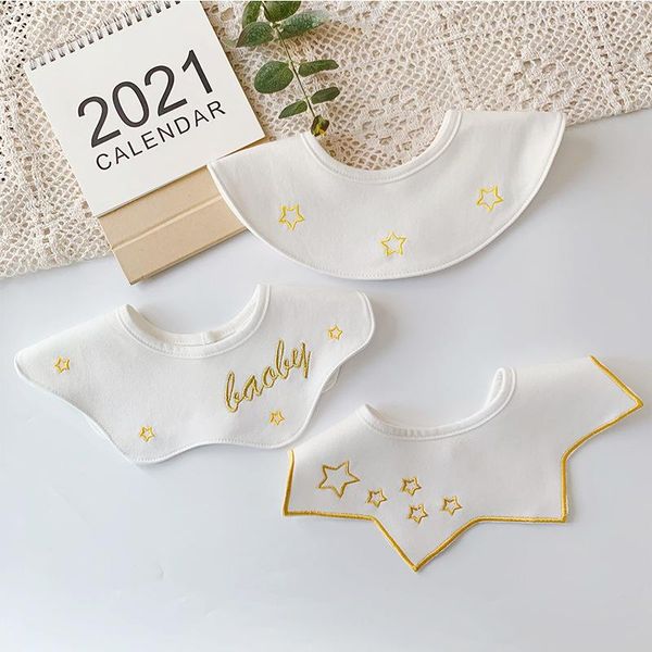 

3pieces/lot infant baby boy girls bibs cotton christmas stars saliva towels soft stitchwork adjustable feeding burp cloths 0-24m &
