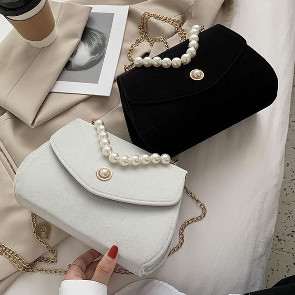 

french pearl women's suede chain antique messenger dinner portable small square bag
