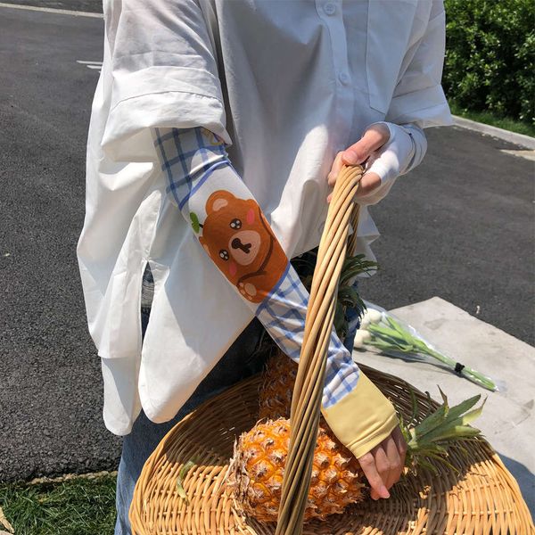 

ins summer sunscreen driving student sleeve cute cartoon ice silk arm lady