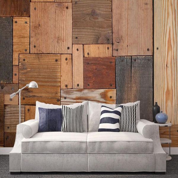 

wallpapers custom mural wallpaper 3d stereo wooden block geometric wall painting living room restaurant background decor retro fresco