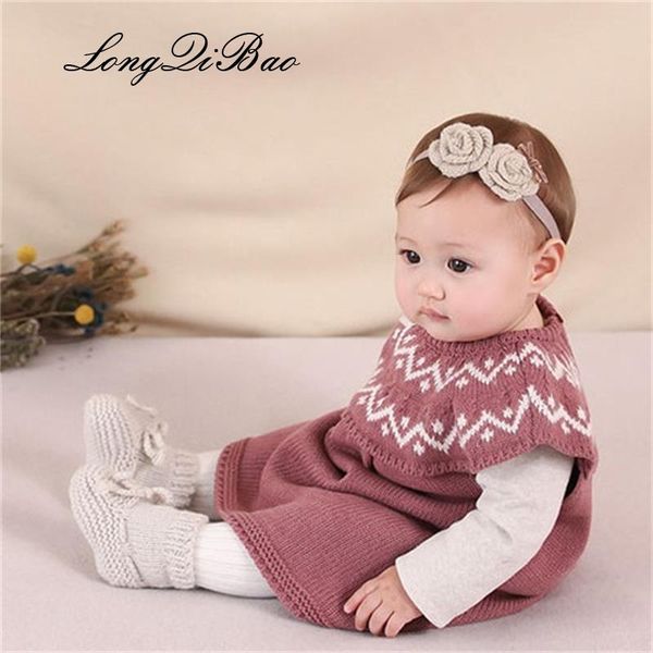 

girl's dresses 2021 autumn korean baby wool knitted girl dress, Red;yellow