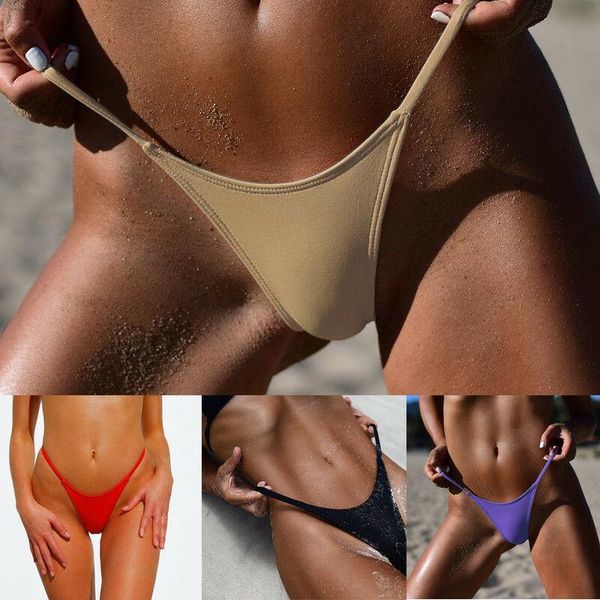 

summer womens bikini pants solid color low waist g-string brazilian thongs swimwear swimsuit bottom two-piece suits