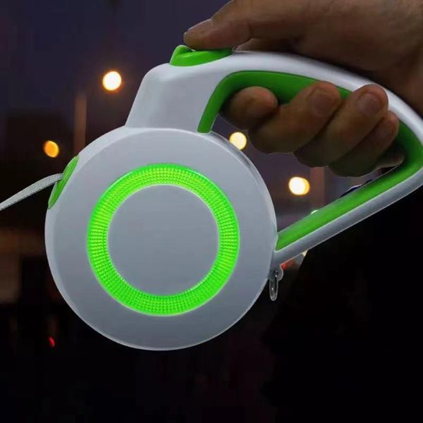 

3/5m automatic retractable luminous pet dog leash durable nylon big walking collar and equipment collars & leashes