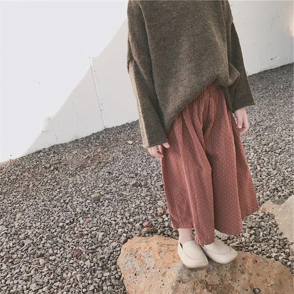 

girls pants polka dot loose wide leg autumn childrens clothing 2 7 years kids leggings, Blue