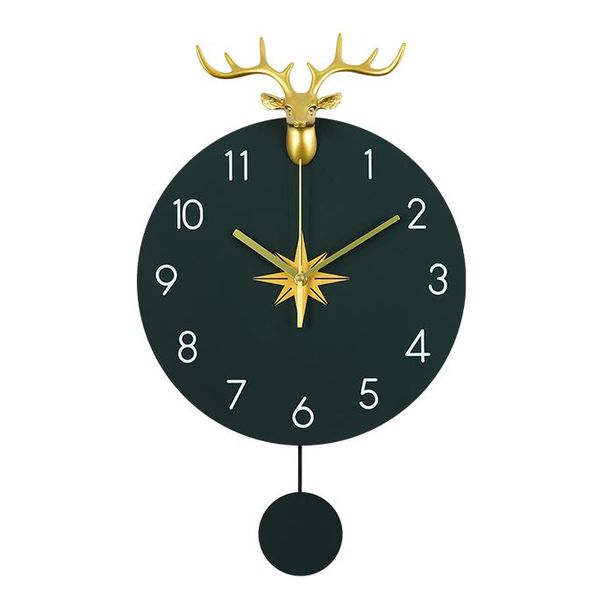

wall clocks art luxury clock deer modern creative nordic fashion metal pendulum reloj de pared living room decoration mm60wc