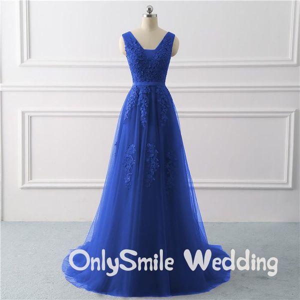 

party dresses royal blue evening dress plus size long 2021 a line formal appliques lace prom gown bridal vestido de noiva, White;black