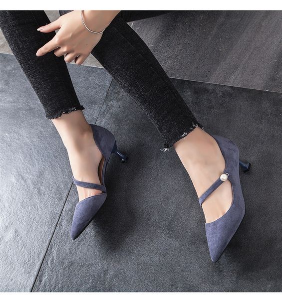 

dress shoes arrival fashion good quality wedding shoesflock high heels pointed toe jsgw, Black