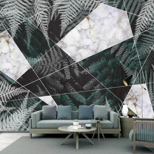 

wallpapers milofi custom 3d wallpaper mural nordic green marble geometric background wall living room bedroom decoration painting