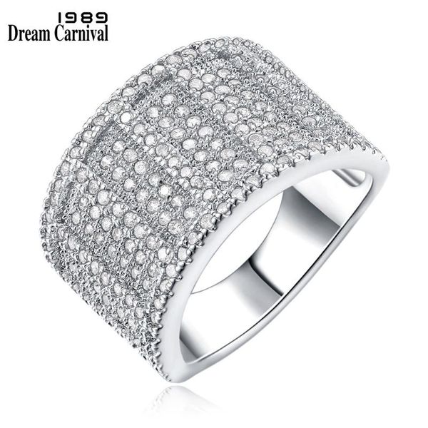 

cluster rings dreamcarnival1989 sweet office lady fashion ring rhodium or gold-color synthetic cubic zirconia pave setting lead jewelry, Golden;silver