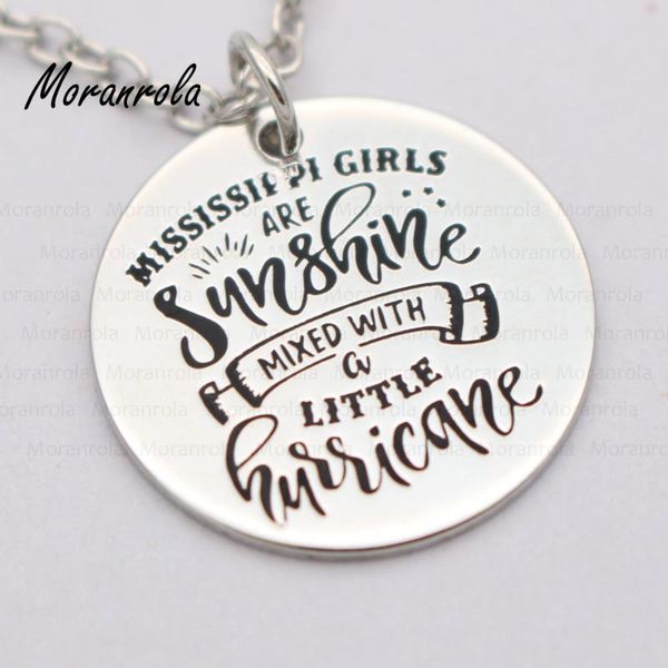 

pendant necklaces arried"mississippi girls are sunshine mixed with a little hurricane"copper necklace keychain,charm,sunshine hurr, Silver