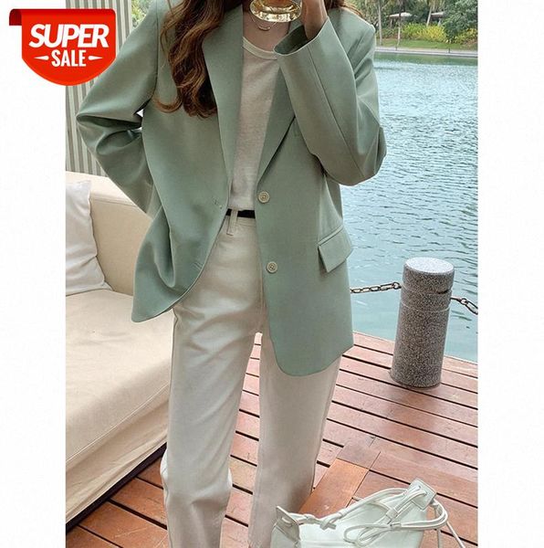 

tg long-sleeved lapel slimming suit women's single-breasted mid-length jacket 13306 #mr0y, Black;gray