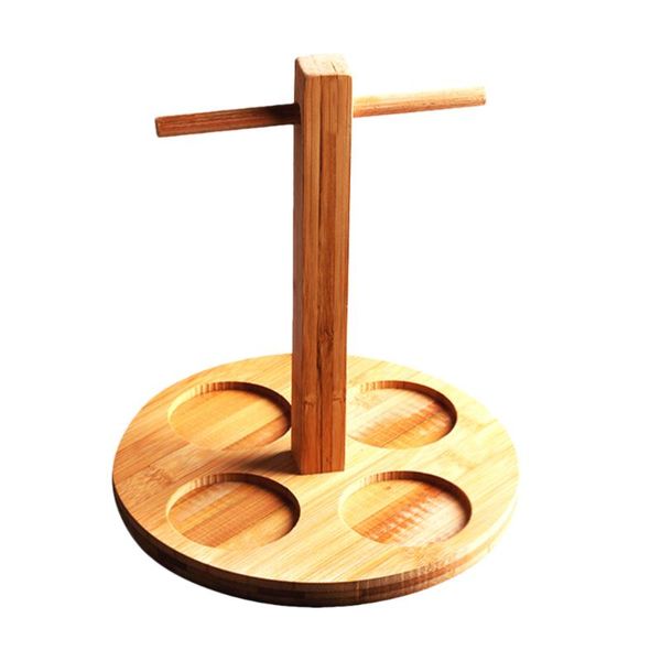 

manual coffee grinders 1pc wooden round cup holder creative simple stand bar supply khaki