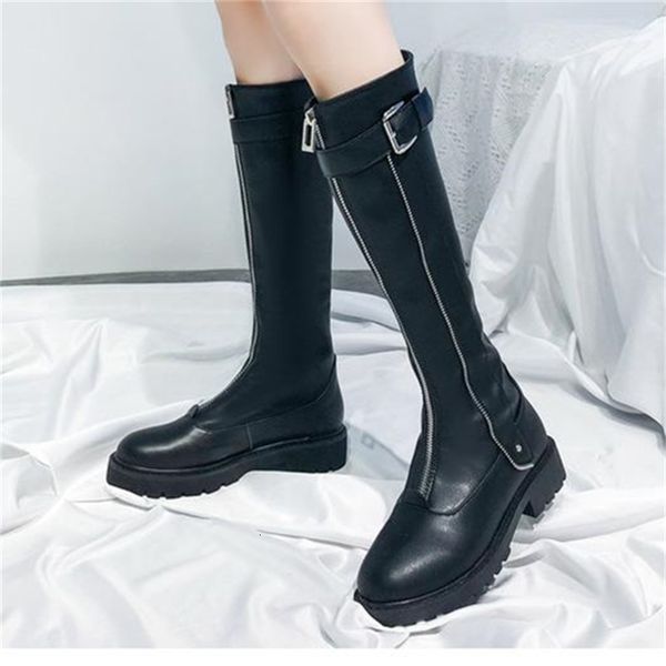 

luxury women tall knee high boots flat heel casual shoes winter booties come with box size 35 to 40, Black