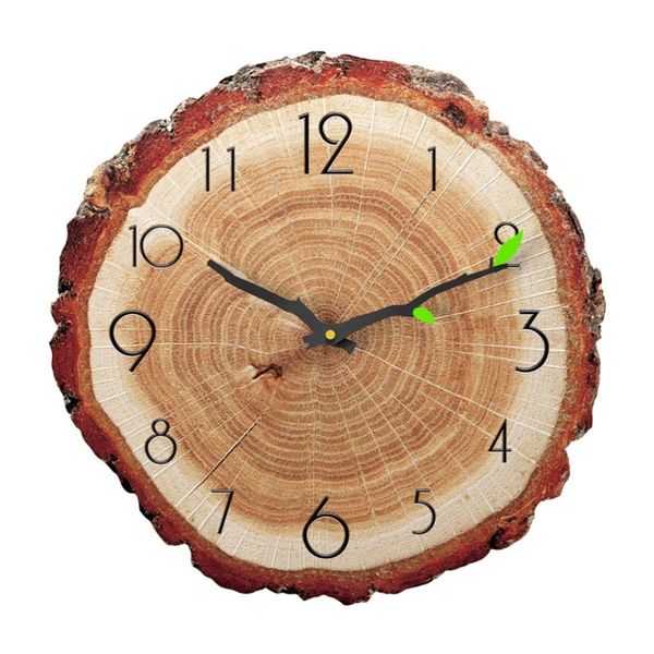 

wall clocks 1pc home creative clock tree-ring pattern mute hanging (brown)