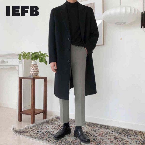 

iefb korean trousers men's autumn winter slim suit pants straight casual trend ankle-length pants for male handsome 9y4488 210524, Black