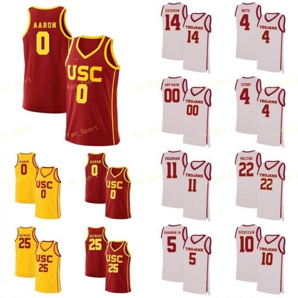 

ncaa college usc trojans basketball jersey 5 derryck thornton nikola vucevic 10 derozan 1 young custom stitched, Black