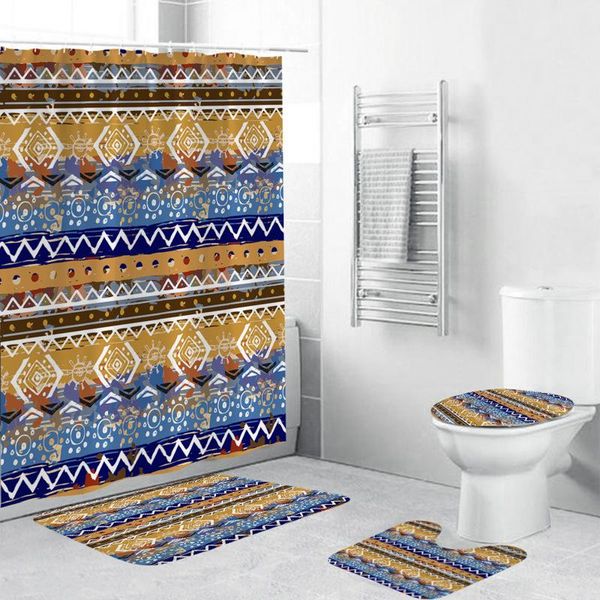

shower curtains four-piece set of ethnic style polyester digital printing curtain cortina de baÃ±o cortinas ducha